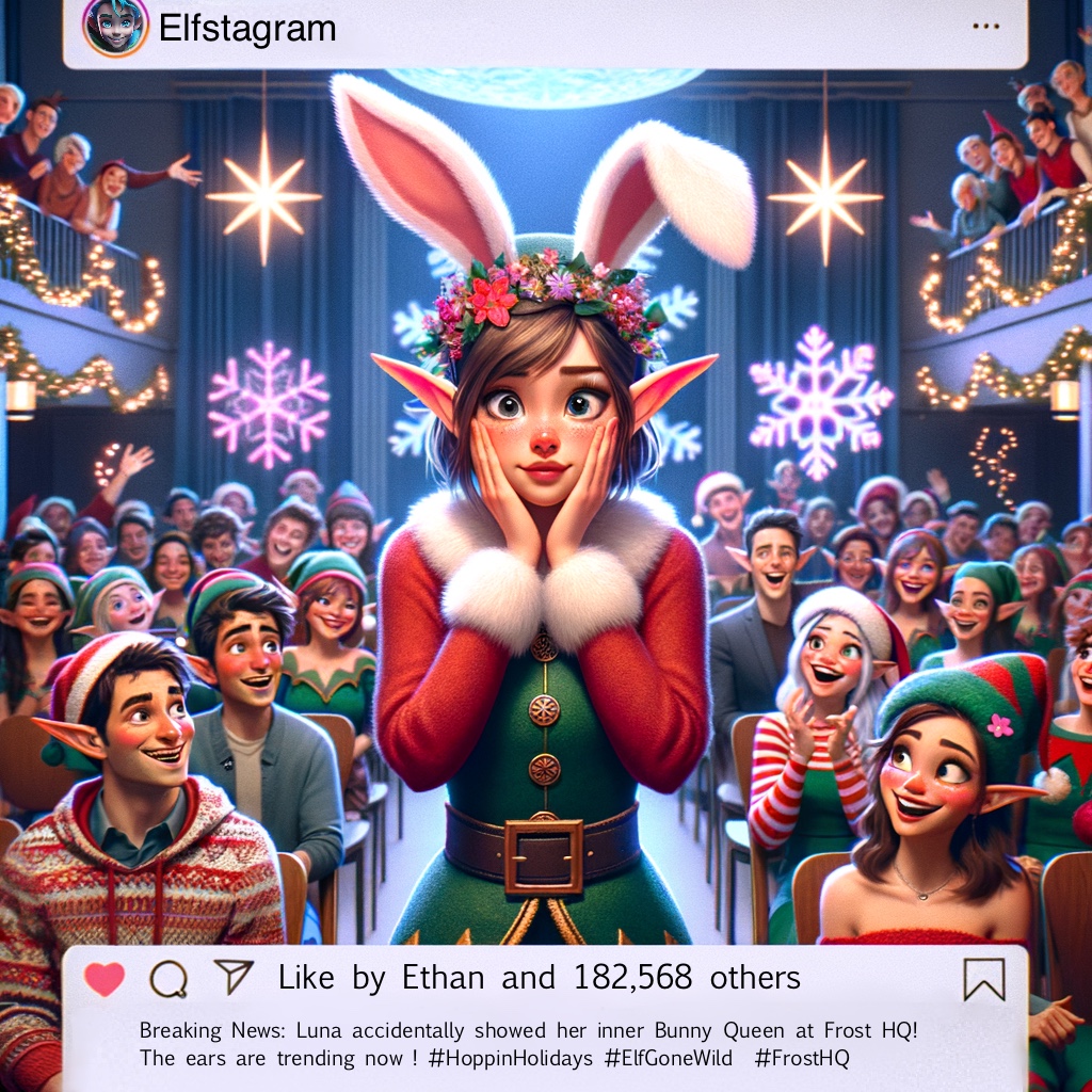 Luna becoming an Elfstagram sensation at Frost HQ