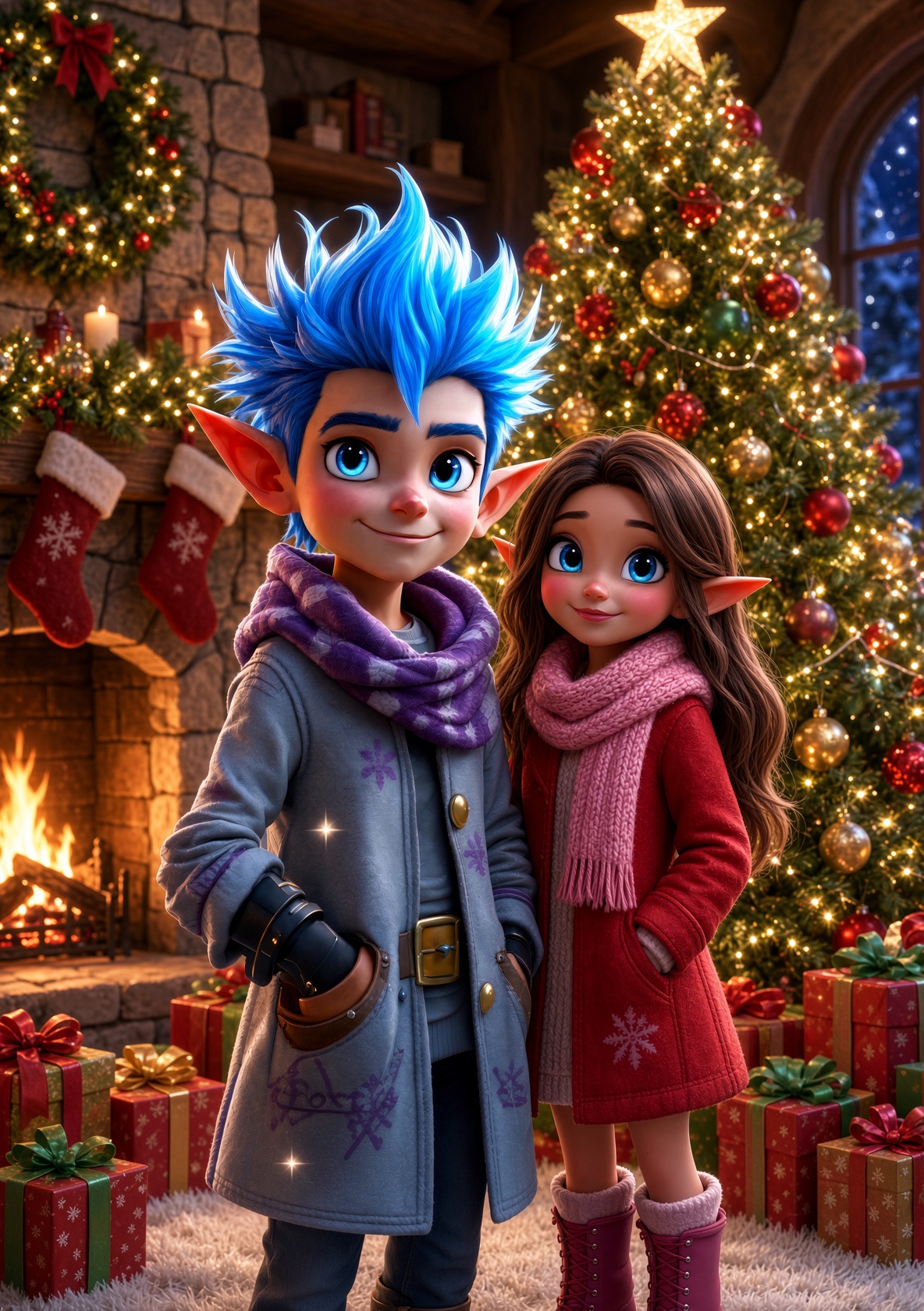 Ethan and Kaida at Christmas