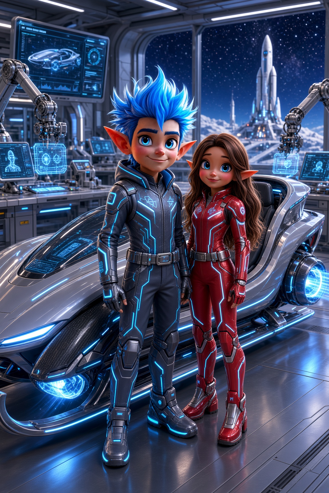 Ethan and Kaida working in the sleigh laboratory